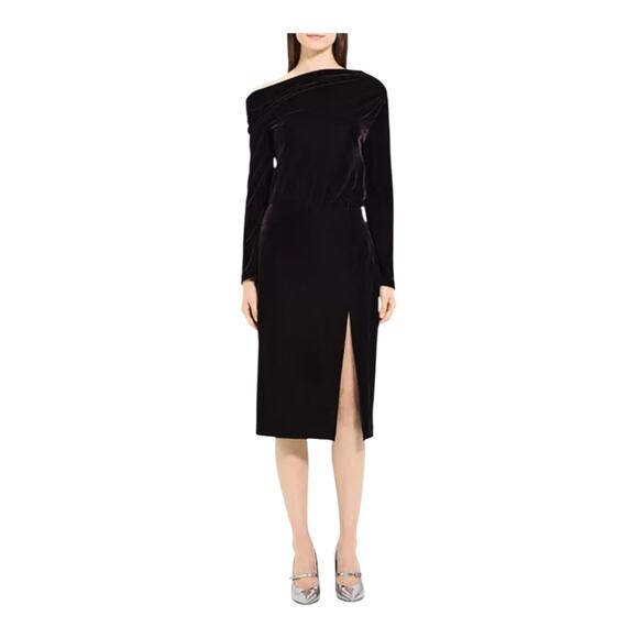 Theory Dresses & Skirts - Theory Dress off the shoulder velvet midi brown size 0